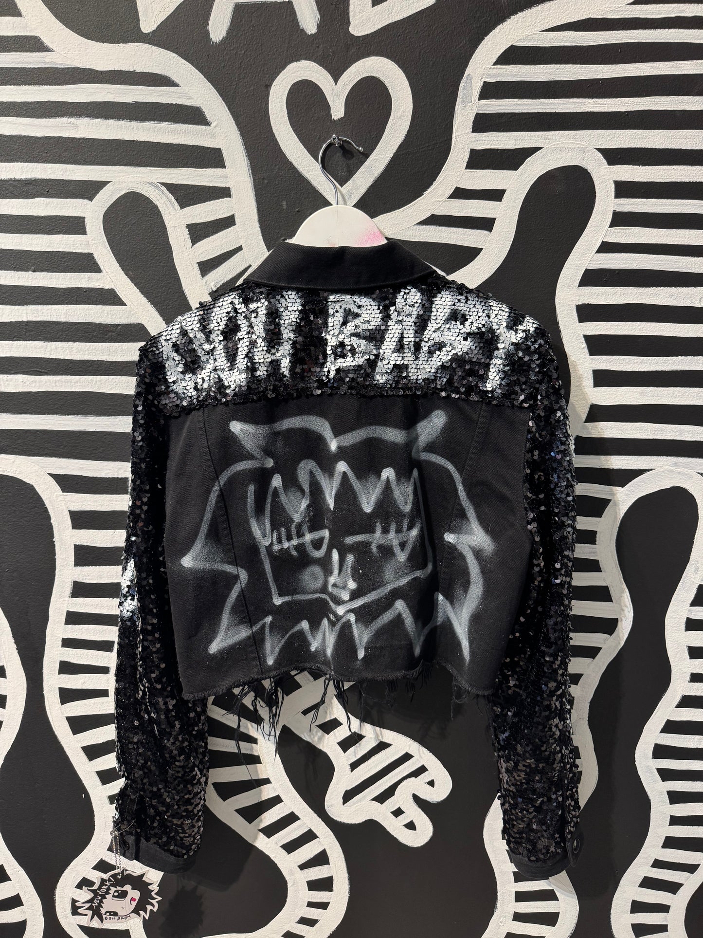 Sequin Spraypainted Denim Jacket