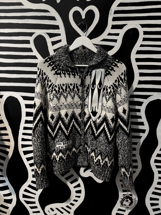 Handpainted Patch Winter Zip Up Sweater
