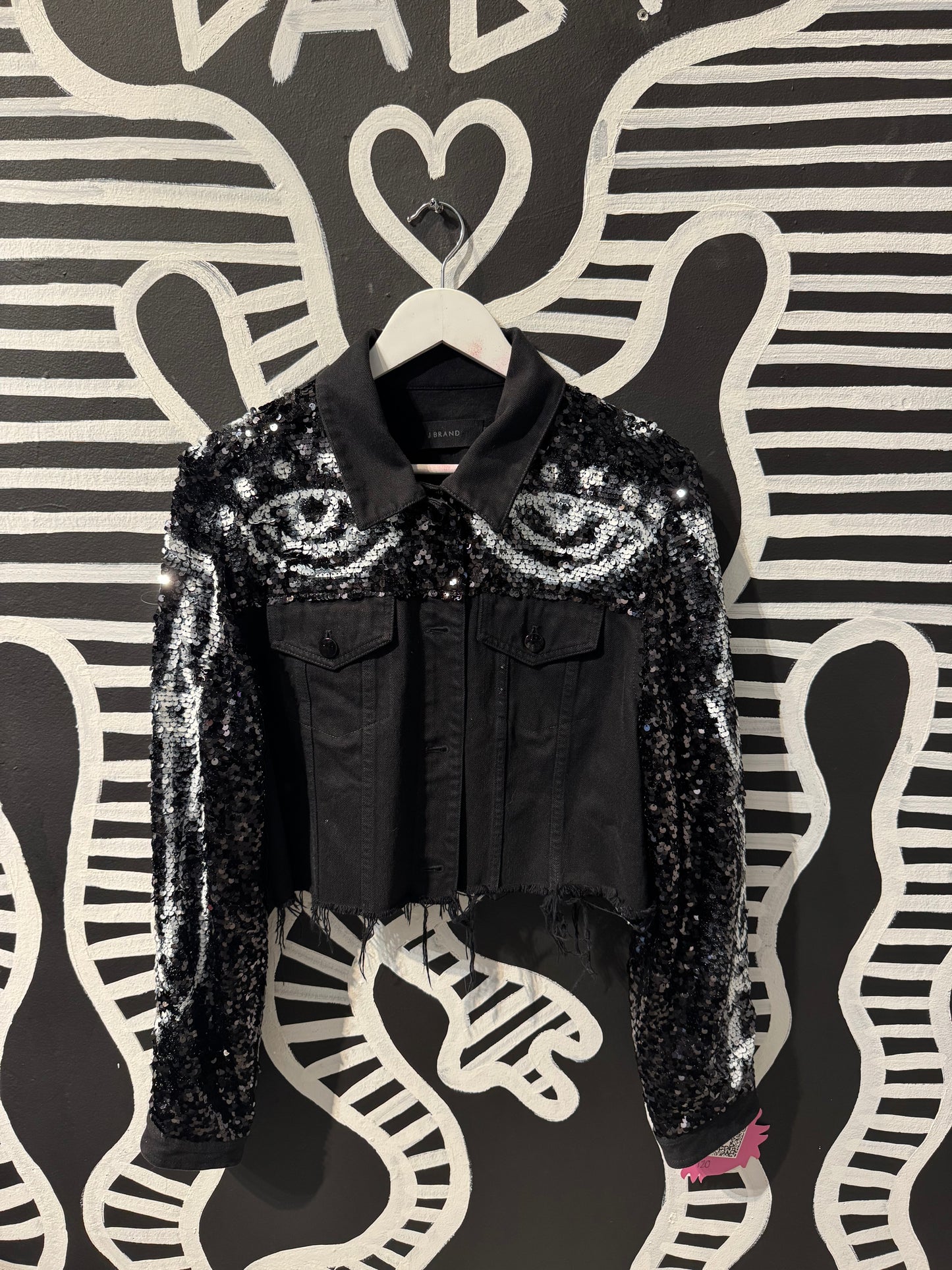 Sequin Spraypainted Denim Jacket