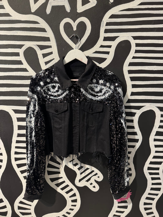 Sequin Spraypainted Denim Jacket